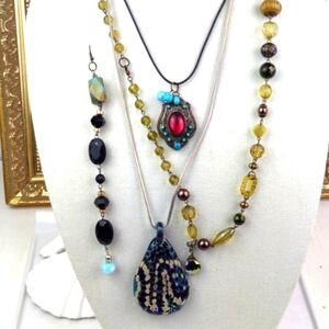 Three Necklaces & One  Beaded Dangling Solo Earring (Final Price) 🥰